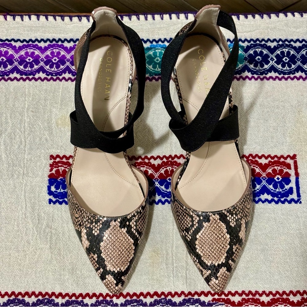 Cole Haan Womens Maikki Elastic Snake Print Heels Pumps Size 5.5 B - Picture 5 of 10